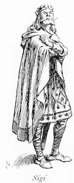 Sigi (or Siggi) is the forefather of the Volsung lineage. He is said to be one of the sons of Odin