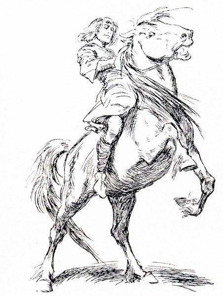 The early 1900s caption reads: ""Sigurd eapt upon hus back and named him Greyfell."" In Norse