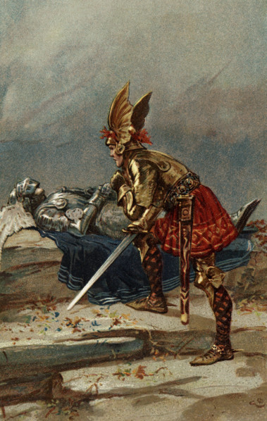 The early 1900s caption reads: ""Sigurd said to himself that whatever befell he must look upon the