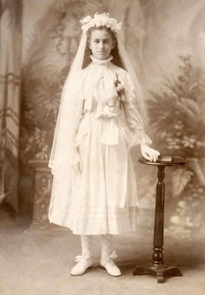 This First Communion photo predates 1920 and shows a New Bedford girl, daughter of Portuguese