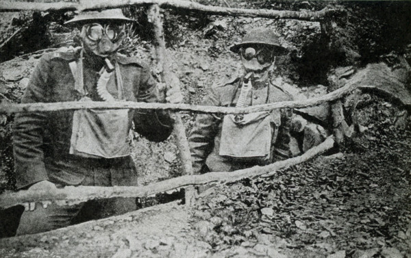 This photo, dating to before 1922, relates to World War I. The caption reads: Marines awaiting a