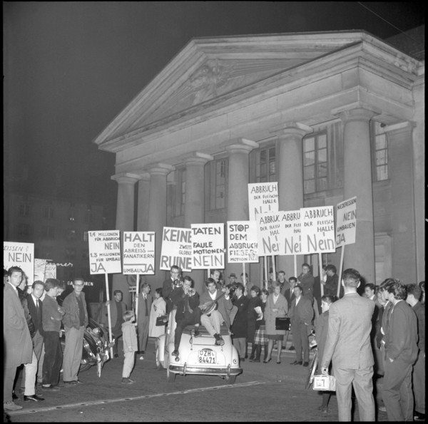 Protest against demolition of covered market; 1960.