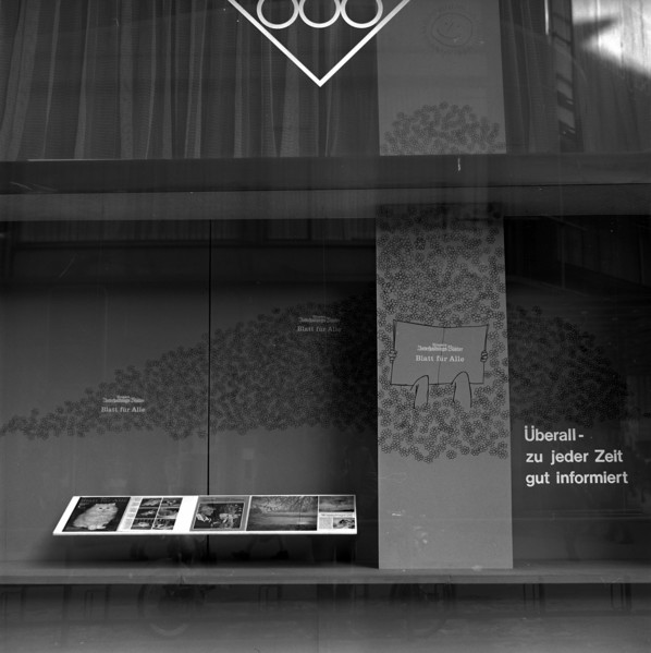 Shop window Ringier publisher: Gelbes Heft and Blatt fur Alle, 1965.
