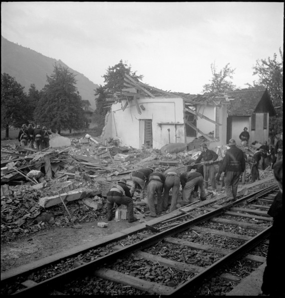 Rubble of firework factory on Railway, Oberarth 1948.