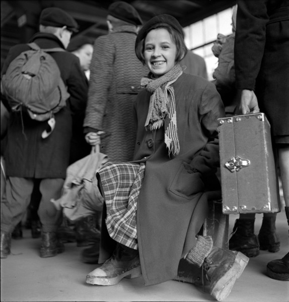 Refugee children from Normandy arriving in Geneva, 1945.