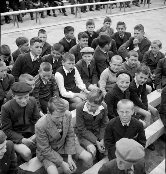 Glarus schoolboys at voter's meeting 1943.