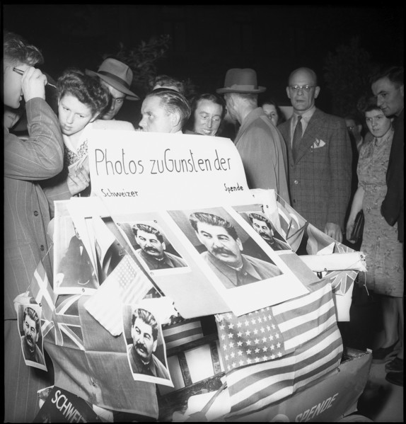 May 8th. 1945: Armistice's day: Selling photos for the Swiss yy.