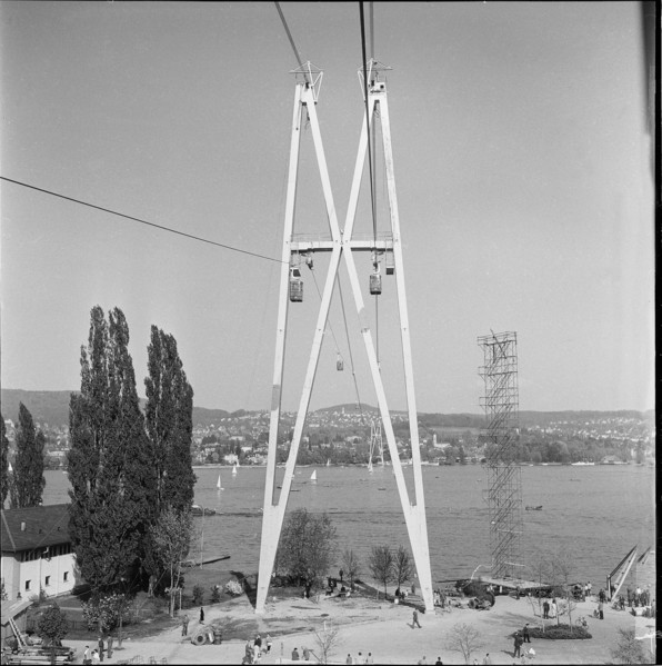 Cableway across Lake Zurich around 1959.