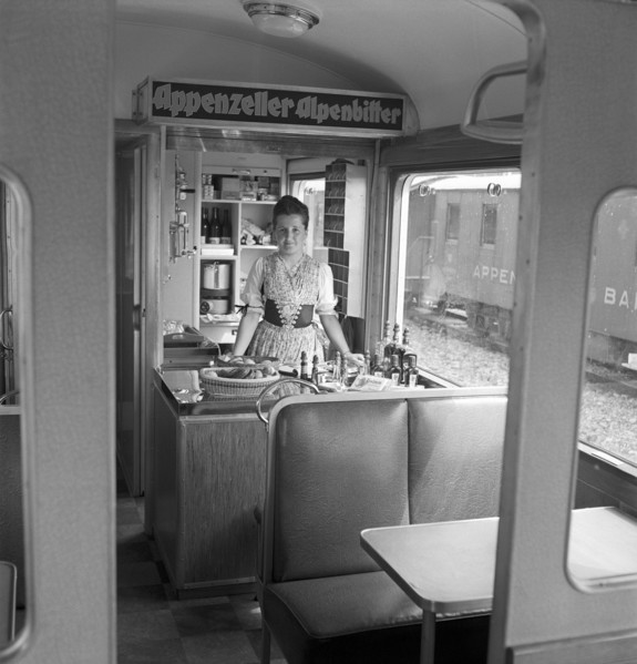 Interior of a passenger train.