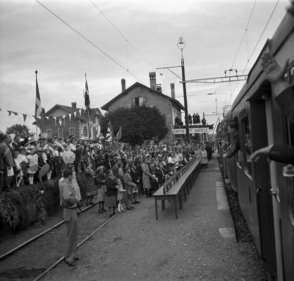 Celebrations of the electrification of the line Palezieux - Payerne in 1946.