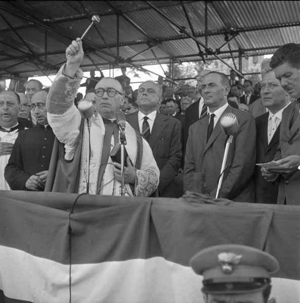 Enrico Mattei, official start of building of the central european pipeline; 1961.