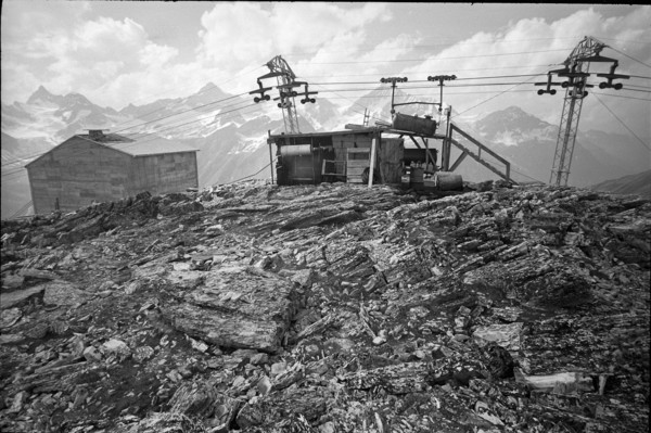 Ropeway in the Valais alps, 1967.