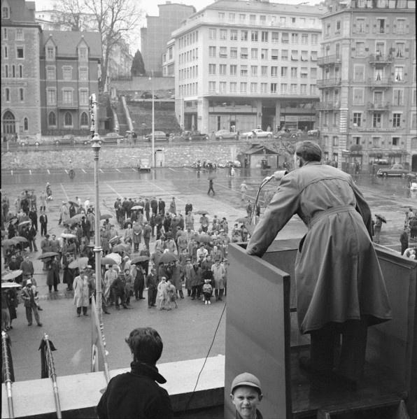 Speaker at May Day rallies in Lausanne 1956.