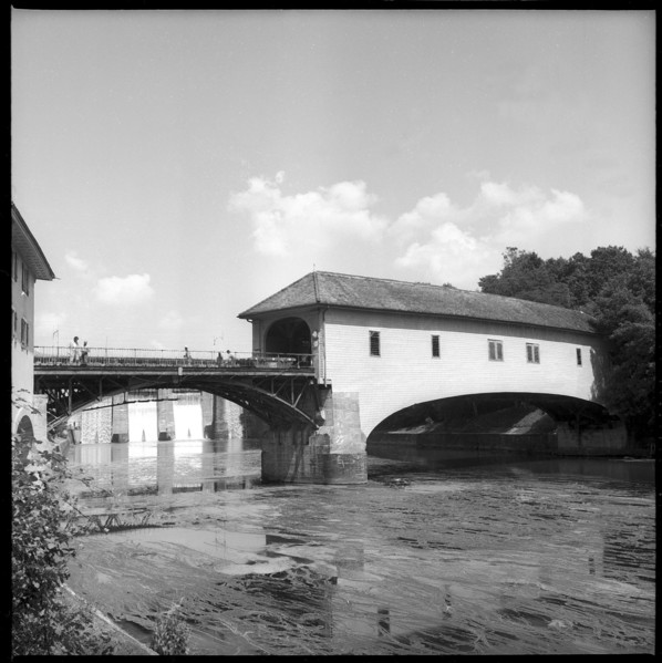 Roofed wooden bridge; 1958.