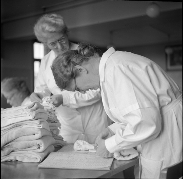 Women during World War 2; women sewing; 1939.