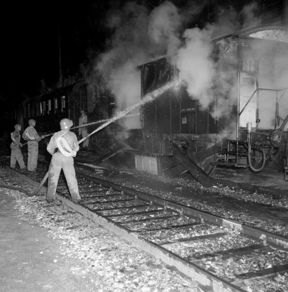 Combined civil defense training in Schaffhausen, 1957