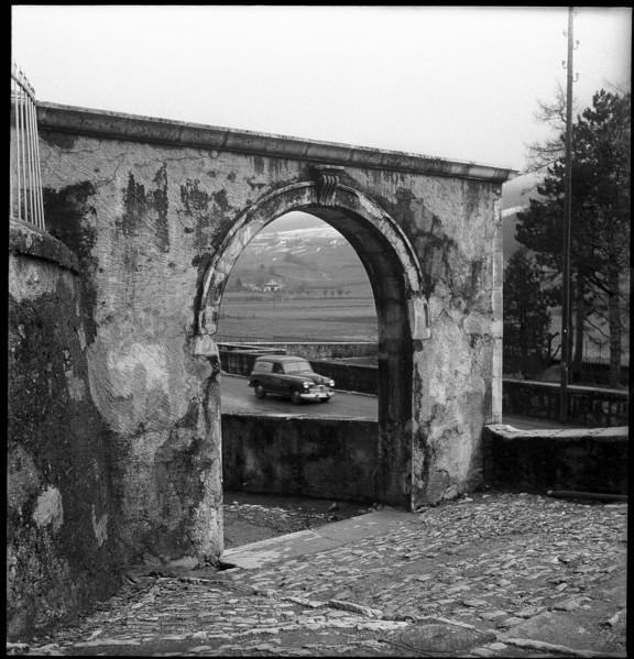 Travers, arch, parish hall gate; 1950
