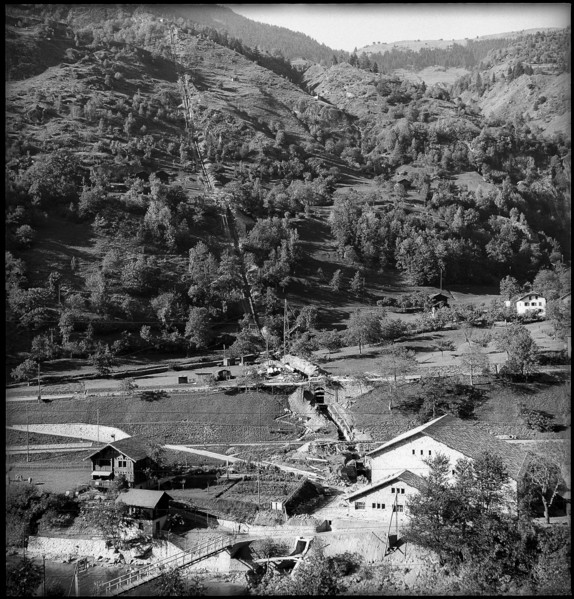Building site of the Aletsch power station near Mörel 1949