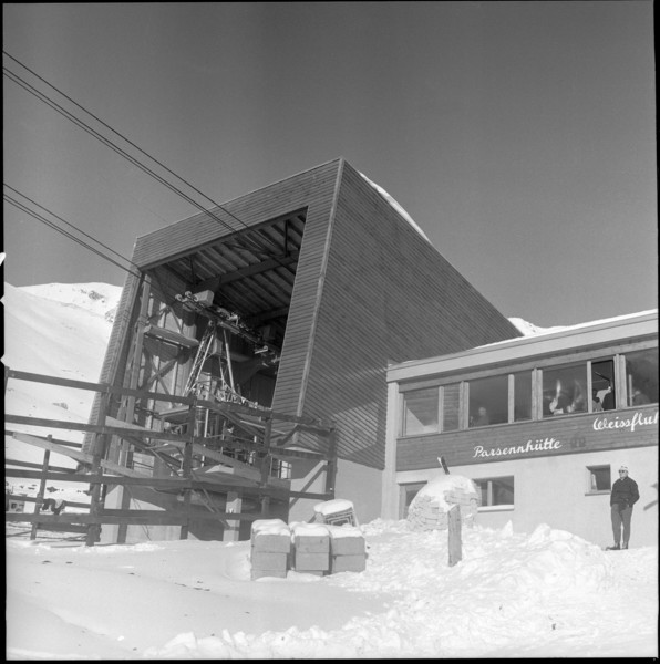 Valley station of the cableway Parsennhütte-Weissfluhjoch 1961