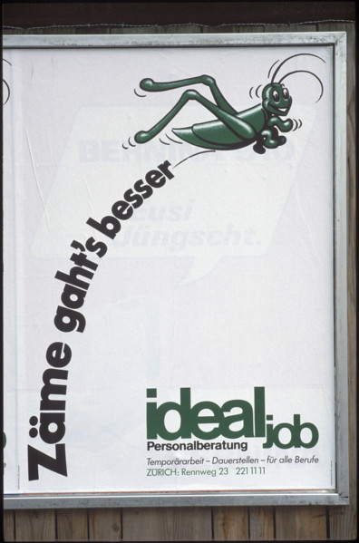Advertising slogan in Swiss German dialect 1983