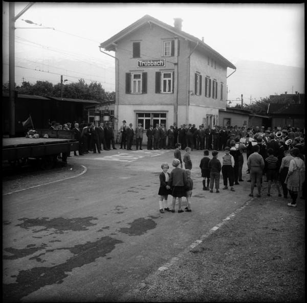 Open-air concert of Knabenmusik Wartau, Trübbach station 1961