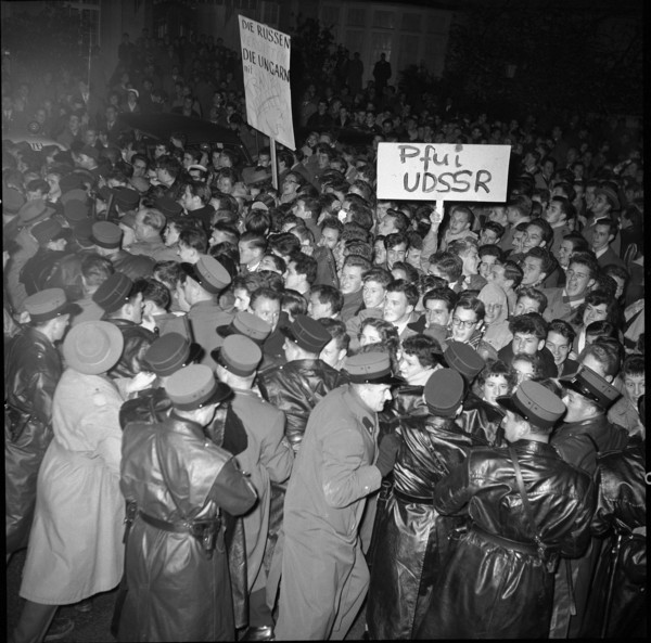 Protest demonstration at the Russian embassy, Berne 1956