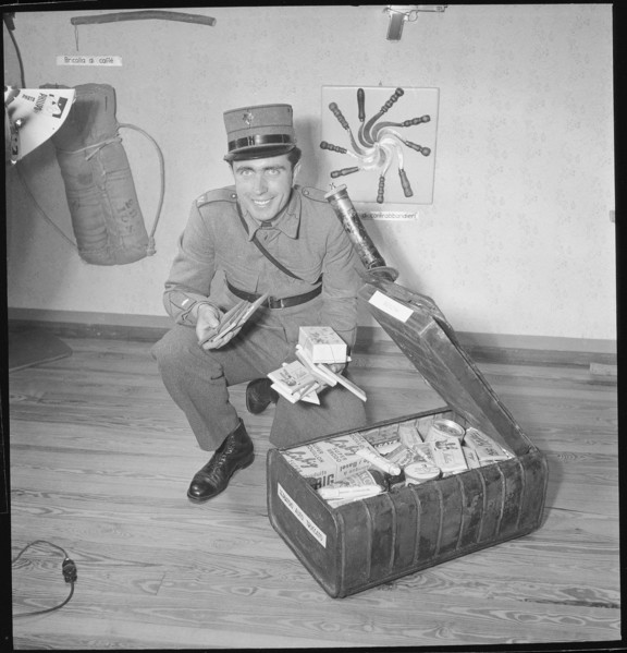 Customs Officer with Smuggled Goods, Swiss Customs Museum, 1949