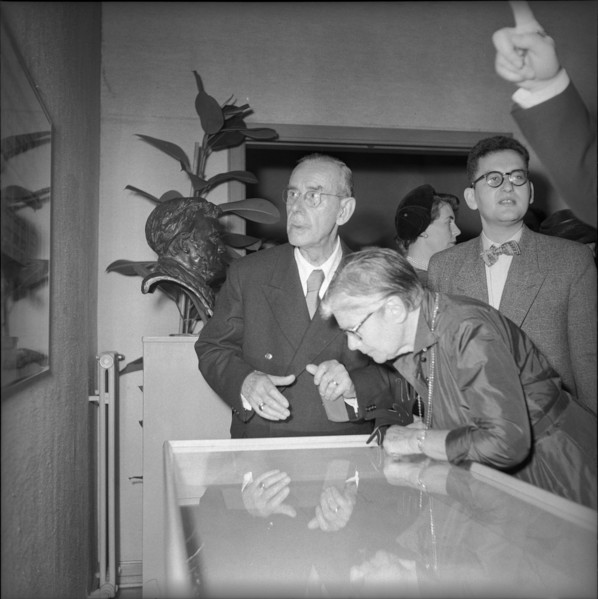 Thomas Mann at the exhibition of Wagner, Helmhaus Zurich 1953