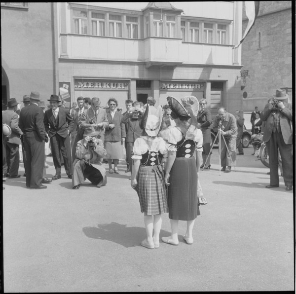 Photo shooting with traditional costumes, Appenzell: 1959