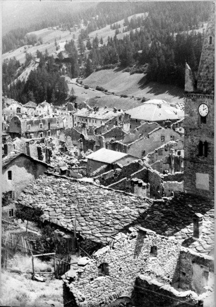 After World War 2: destroyed village Lanslebourg, 1945