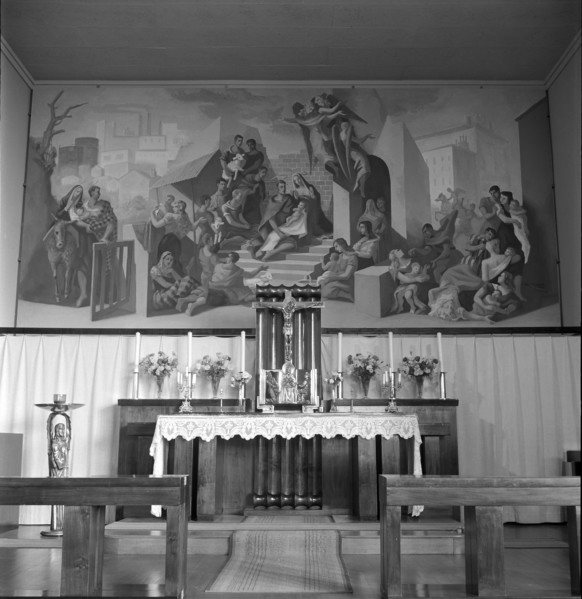 Fresco inside St. Joseph church in Prélaz, Lausanne 1945