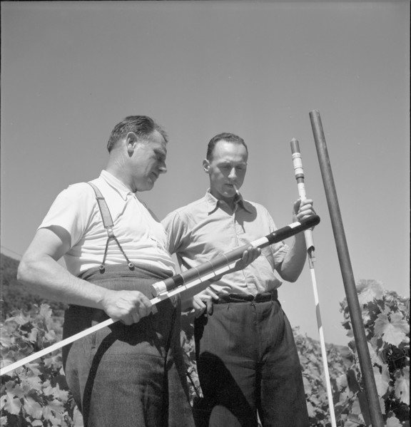 Men with hail defense rockets, 1951