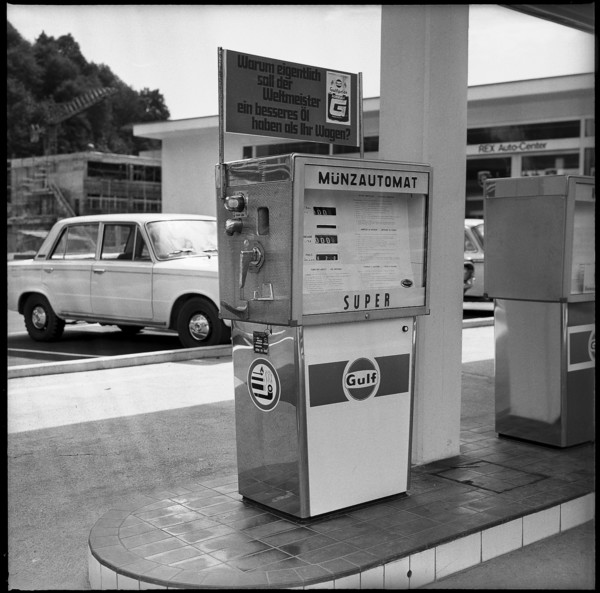Gas station in Stans 1971 with slot machine