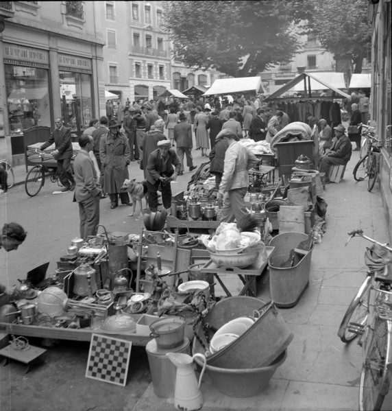Flea market in Geneva; 1953