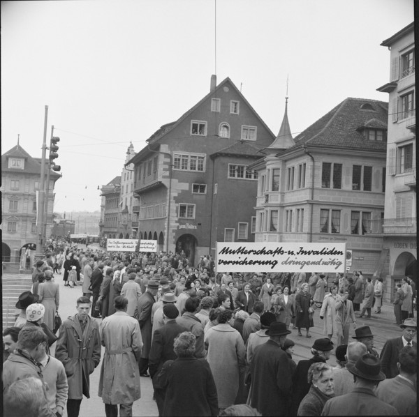 Women in May Day demonstration at Limmatquai Zurich 1956