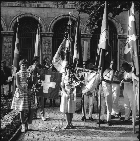 Zurich, national holiday celebration, expatriate Swiss; 1963
