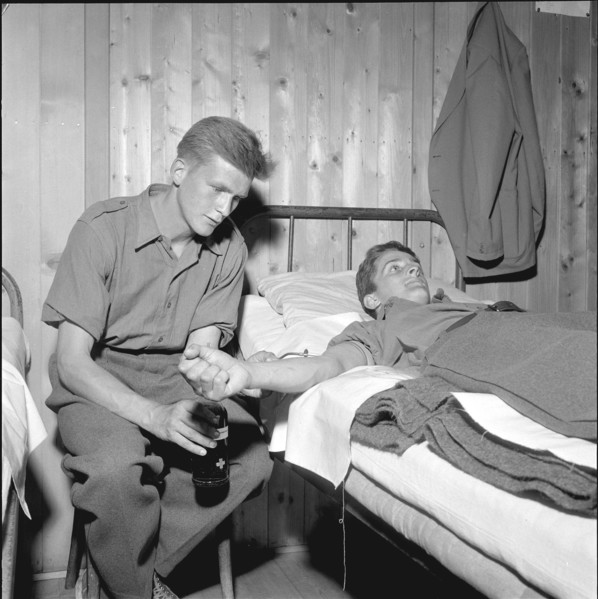 Recruits during Blood Donation, 1955