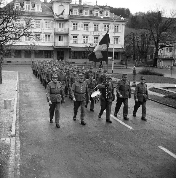 Sixty year old soldiers being discharged, Appenzell 1958