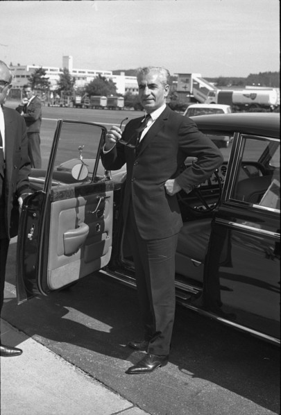 Reza Pahlavi, Shah of Persia, arriving in Zurich, 1968