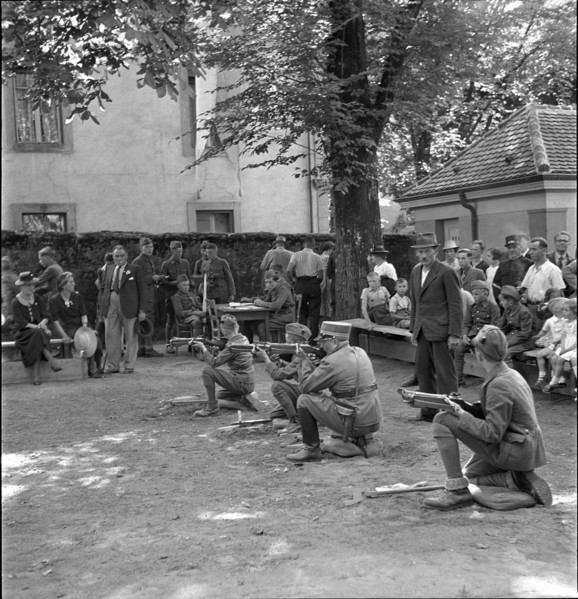 Boys shooting with crossbows, 1941