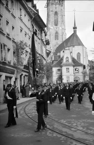 Students at Corpus Christi Procession in Friborg 1941