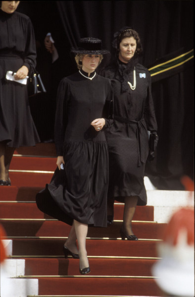 Lady Diana at funeral of Grace in Monaco 1982