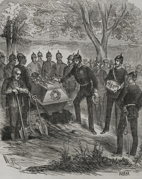 Franco-Prussian War (1870-1871). Burial of the French General Abel Douay (1809-1870) by Prussian