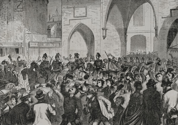 Franco-Prussian War (1870-1871). Entry into Munich (Bavaria) of several French cannons and machine