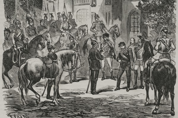 Franco-Prussian War. Napoleon III surrendering to King Wilhelm I of Prussia after being defeated. 2