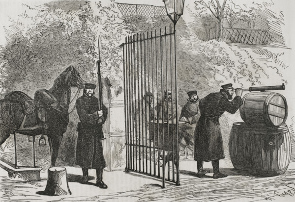 Franco-Prussian War (1870-1871). Prussian outpost in the French town of Saint-Cloud. Engraving by