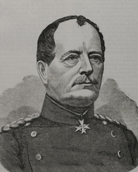 August von Werder (1808-1888). Prussian general. Portrait. Engraving. ""Historia de la Guerra de