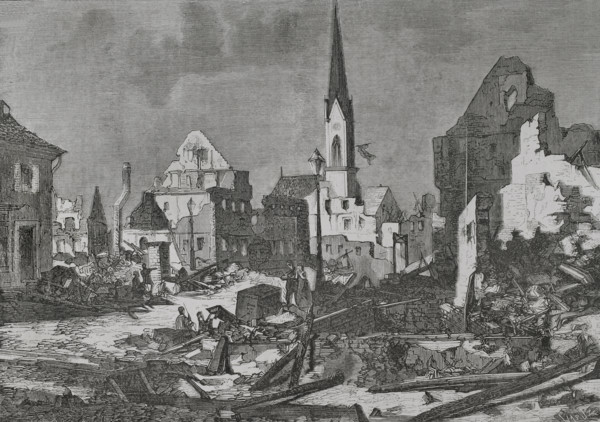 Franco-Prussian War (1870-1871). The main street of the town of Kehl, opposite Strasbourg, after