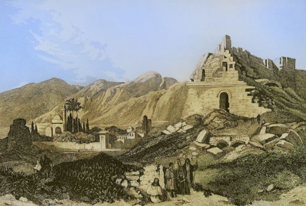 Miletus. Engraving by Aubert. Later colouration. ""La Tierra Santa y los lugares recorridos por los