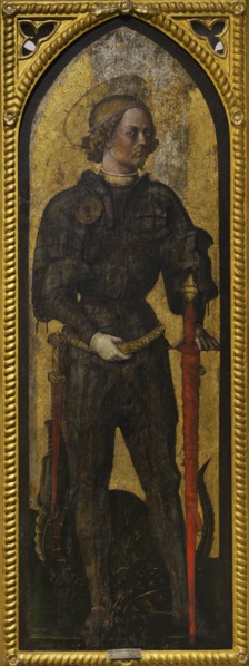 Saint George (275-303). Christian martyr. Portrait attributed to Bonifacio Bembo, Italian painter